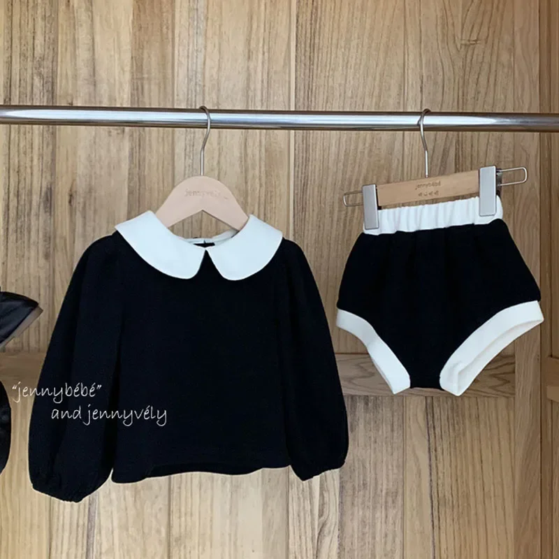 

2025 New Spring Children Clothes Toddler Baby Girl Clothes Suit Long Sleeved T-shirt+PP Shorts Infant Baby Girls Clothing Set