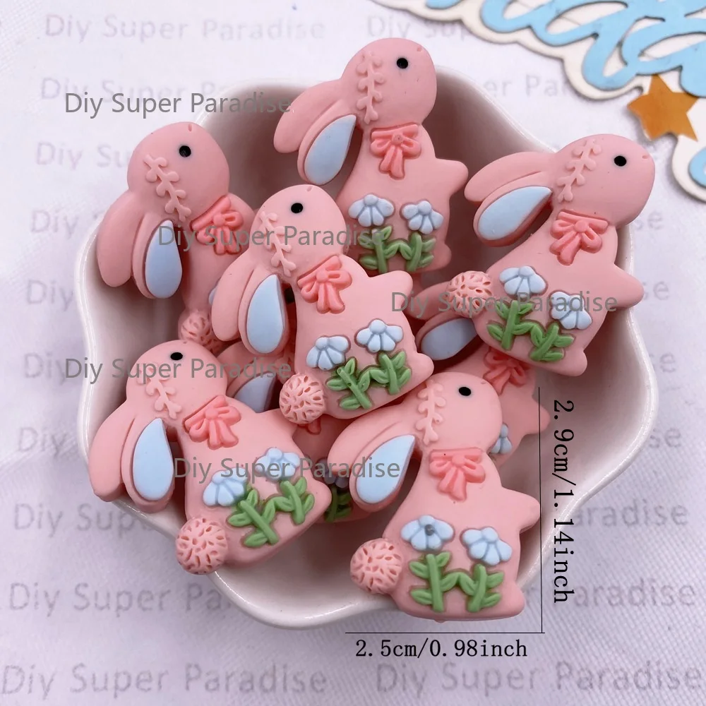 10Pcs Resin Cute Colorful Bowknot Flower Rabbit Flat back Cabochon Stone Figurine Christma Decor Accessorie DIY Scrapbook Crafts