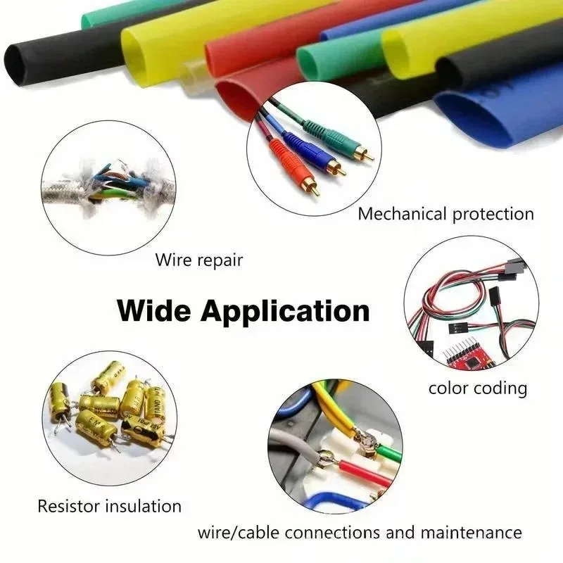 Heat Shrink Tubes Set for Cable Tube Shrink Tube Assortment DIY Cable Repair Protect Sleeve Heat-Shrinkable Tubing Sleeving Wrap