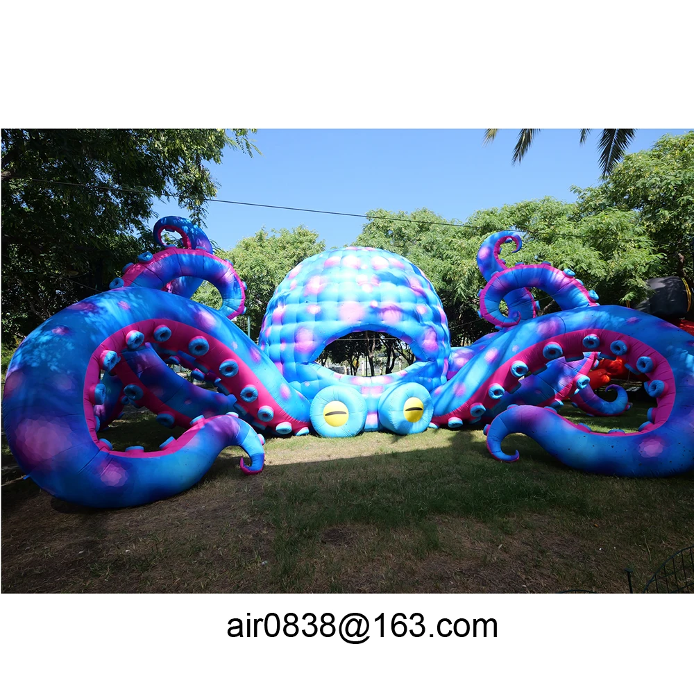 Polvo inflável gigante com ventilador para decoração de eventos, DJ Stage Booth, evento do oceano, frete aéreo grátis, 10m