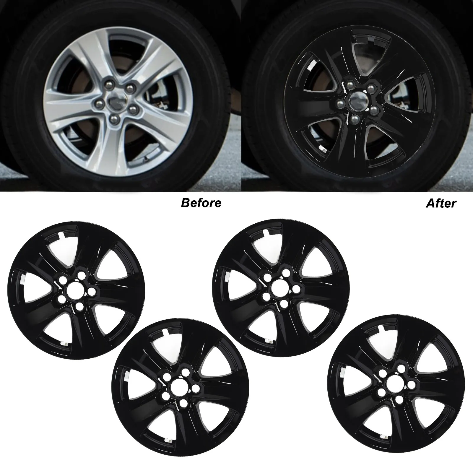 

4 шт., колпачок ступицы колеса автомобиля, глянцевый черный, 17 дюймов, замена колпака ступицы колеса для Toyota XLE LE 2019-2023 гг., колпачок ступицы колеса