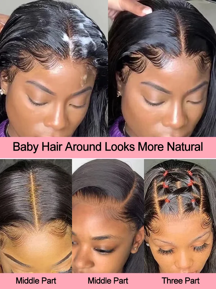 40 46 بوصة العظام مستقيم 13x4 13x6 HD الدانتيل الشفاف الجبهة الباروكات البرازيلي الشعر البشري 360 شعر مستعار دانتيل كامل للنساء 300% الكثافة #4