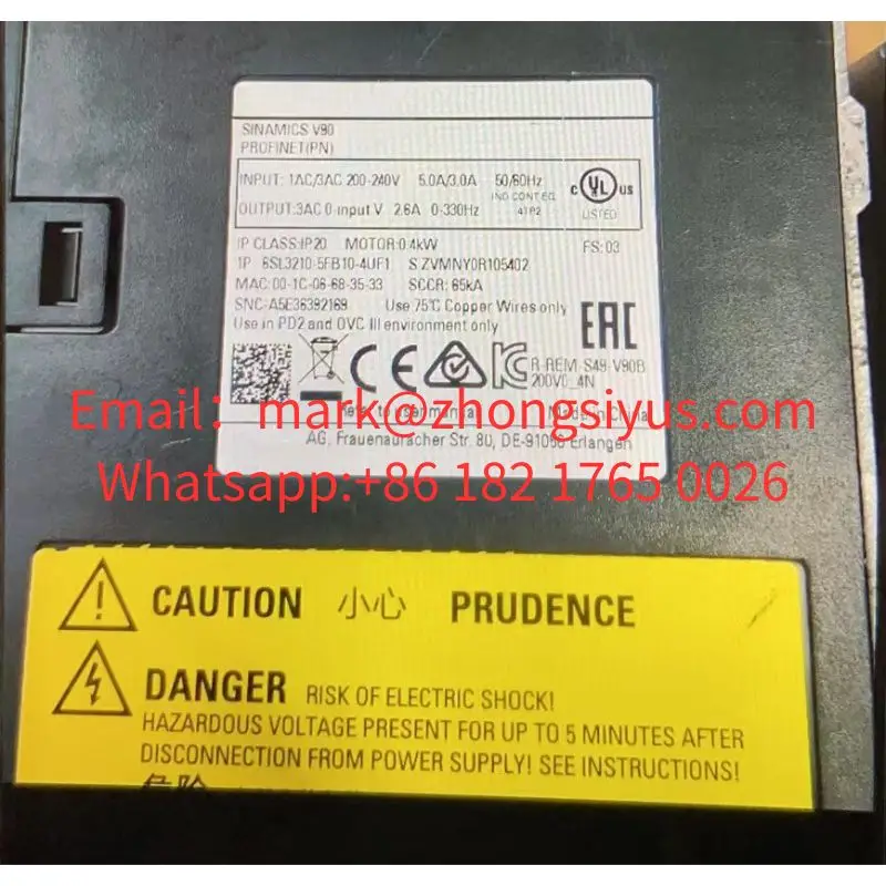 6SL3210-5FB10-4UF1 Used Tested OK In Good Condition SINAMICS V90, with PROFINET