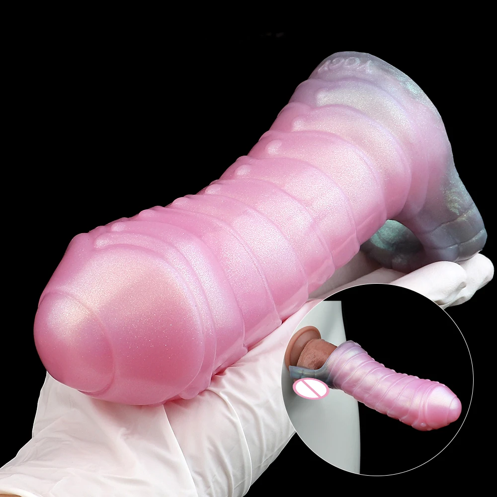 Realistic Penis Sleeve Dragon Dildo Sheath Dick Cover Silicone Hollow Dildos Cock Extender Masturbator Sex Toys For Men