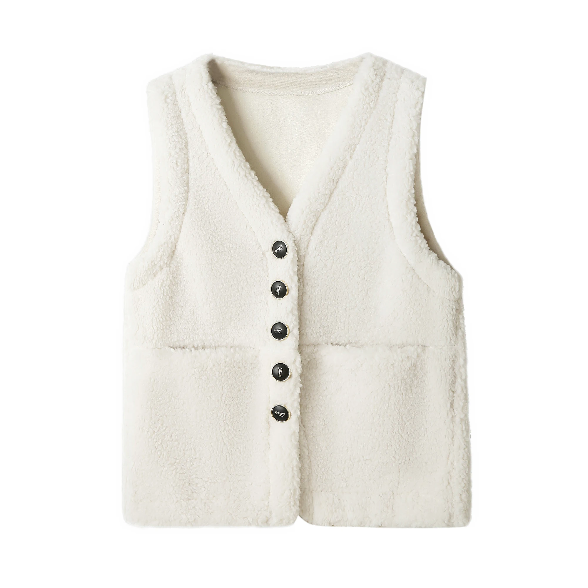 الكورية Sle لامب الفراء سترة المرأة الخريف الشتاء Thiened V-Ne الدفء ملابس خارجية طبقات العصرية تخفيف Sle زر واحد #5