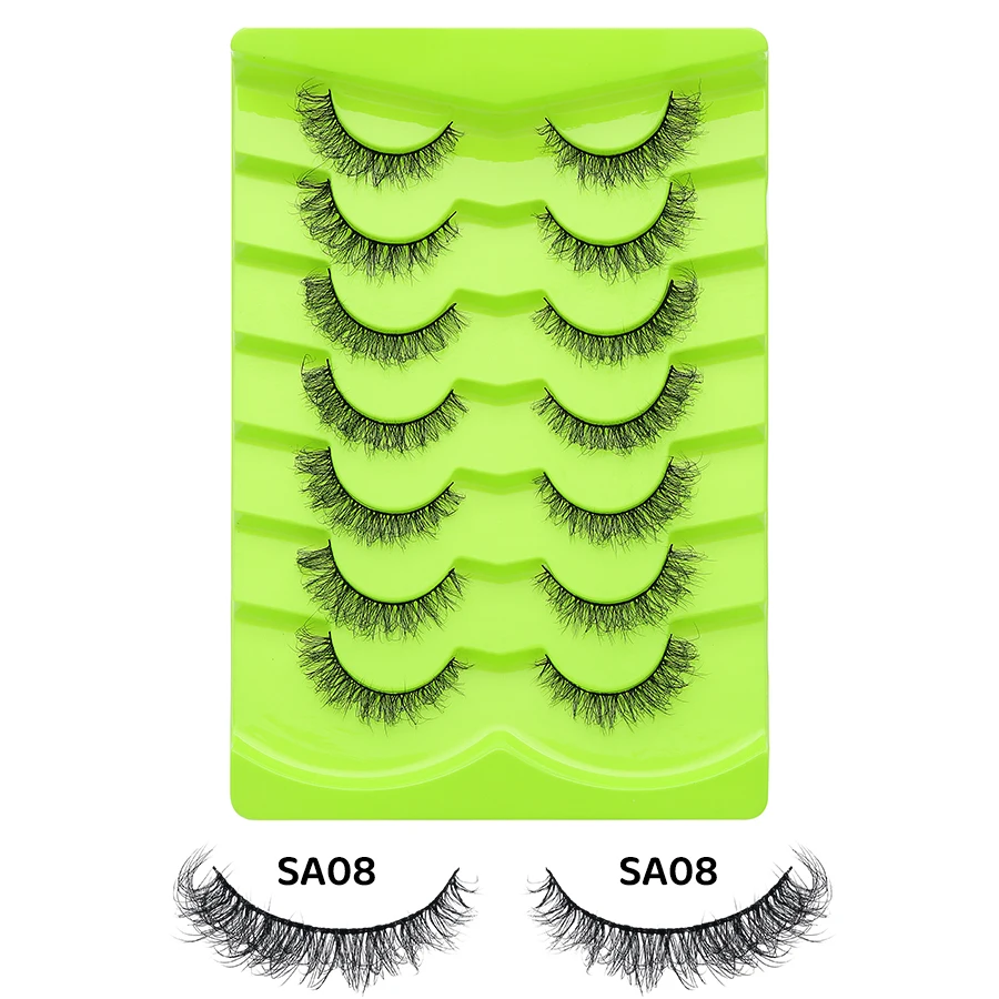 DINGSEN 7 Paar falsche Wimpern, Katzenaugen-Wimpern, Manga-Wimpern, künstliche Nerz-Wimpern, natürliche, lange, geflügelte End-Augen-längige Wimpern – Detail 18
