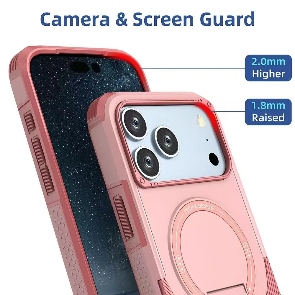 Funda de teléfono magnética con soporte plegable Invisible para iPhone 17 Pro Max 16 Plus 15 14 13 12 11, cubierta a prueba de golpes de Color de colisión