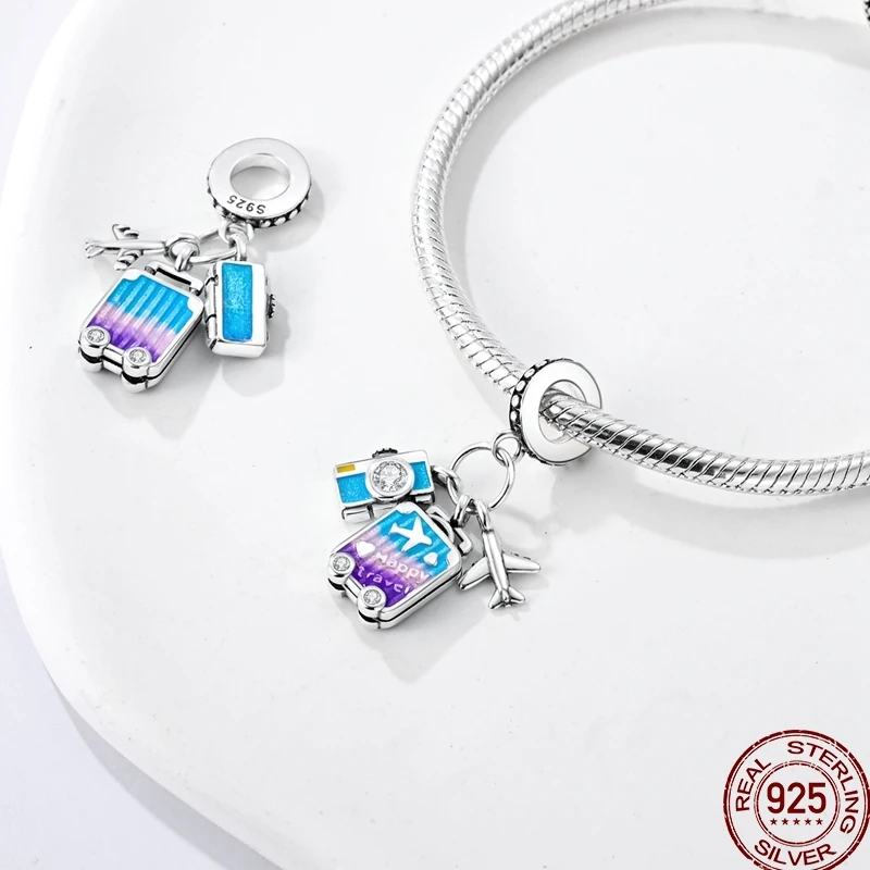 Original 925 Sterling Silver Avocado Lifting Dumbbells Charm Cat Rainbow Swing Fit pand 3mm Bracelet DIY Bead Ms Jewelry Gift