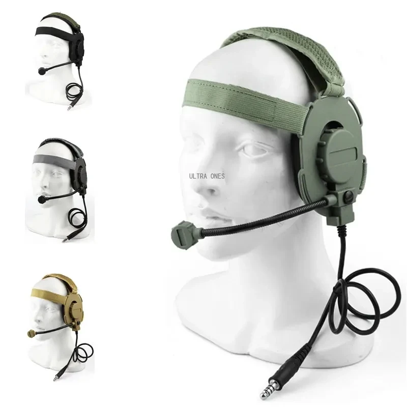 Tactical Headset Outdoor Shooting Communication Headphone Use with PTT Hunting Paintball Training CS Games MIC Headphone