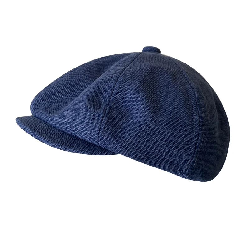 Men Vintage Cotton Bakerboy Caps Newsboy Hat Spring and Autumn Women Lightweight Breathable Flat Hat Beret Hats Blue Grey BJM53