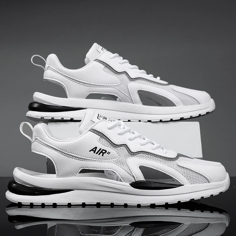 Summer Men Sandals Mesh Casual Slippers Weaving Design Beach Sandals Breathable Casual Flat Slip on Sandals Outdoor Sandals