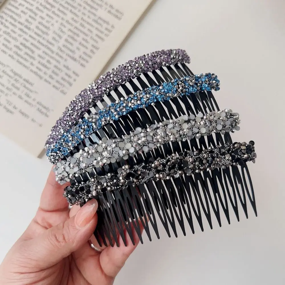Fashion Korean Rhinestone Comb Hair Clip Invisible Shiny Hair Styling Accessory Hairband Teeth Girls