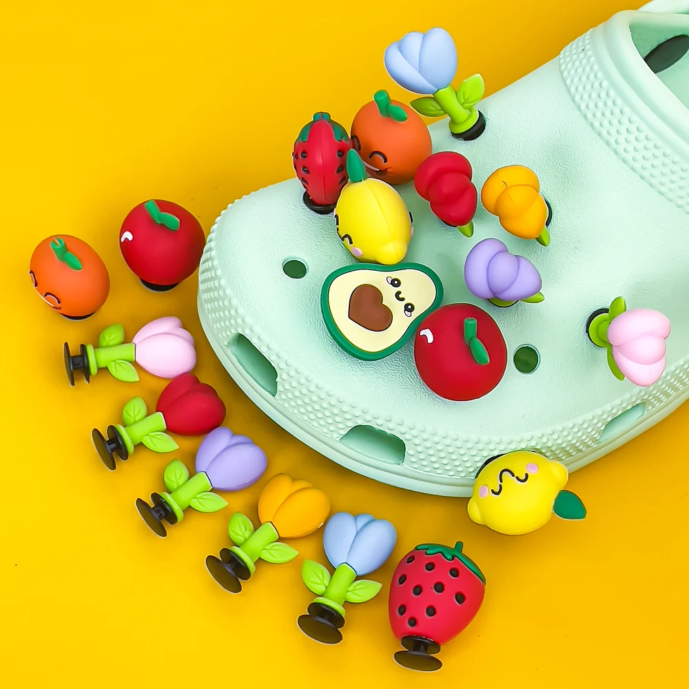 1 stücke 3d Avocado Zitrone Äpfel bunte Charms Kaktus Pilz Schuh clips Dekorationen Pins für Turnschuhe Tulpe Schuh Zubehör