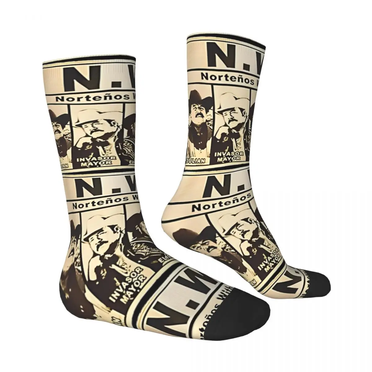 Nwa Nortenos With Attitude Stockings Pattern Gothic Socks Winter Anti-Slip Socks Women Men Running Soft Socks