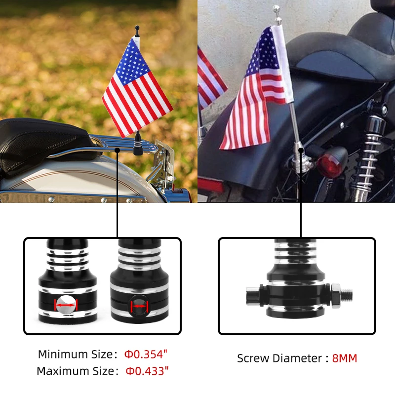 

Motorcycle Accessories Rear Side Mount Flag Decorative Flagpole Pole American Flag For Harley Sportster XL 883 1200 Luggage Rack