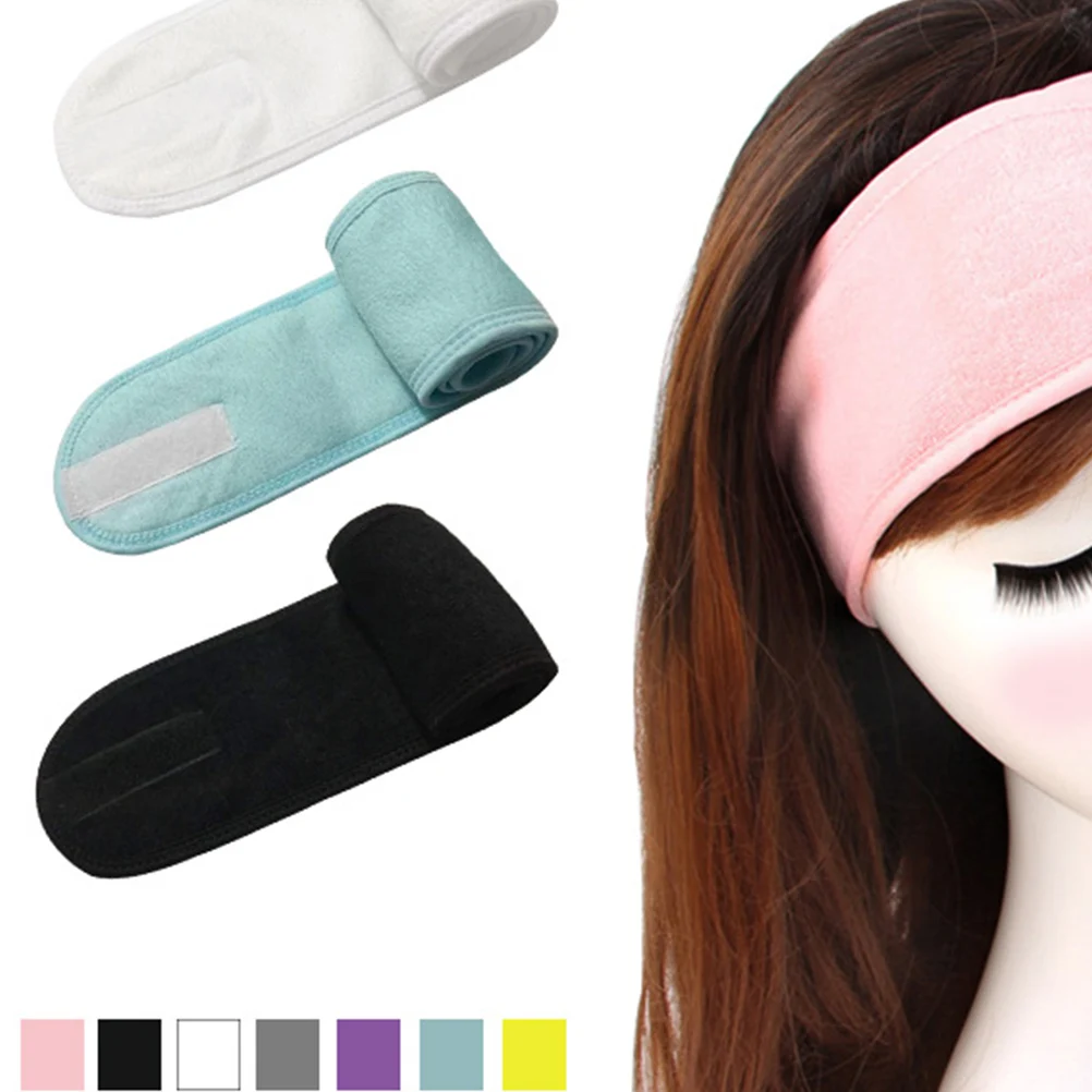

4pcs Sticky Tape Facial Headbands Sweat Absorbent Makeup Headwrap White For Spa Bathing Hoops Face Cleansing