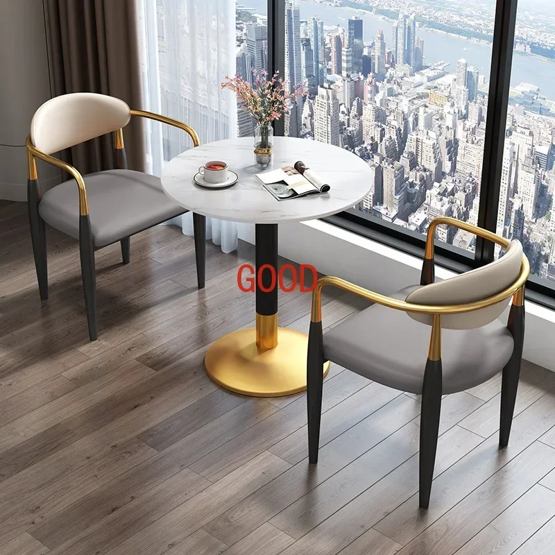 

60cm Sintered Stone Desk Restaurant Hotel Cafe Bank Meeting Rest Area Office Reception Round Dining Table and Chair Furniture