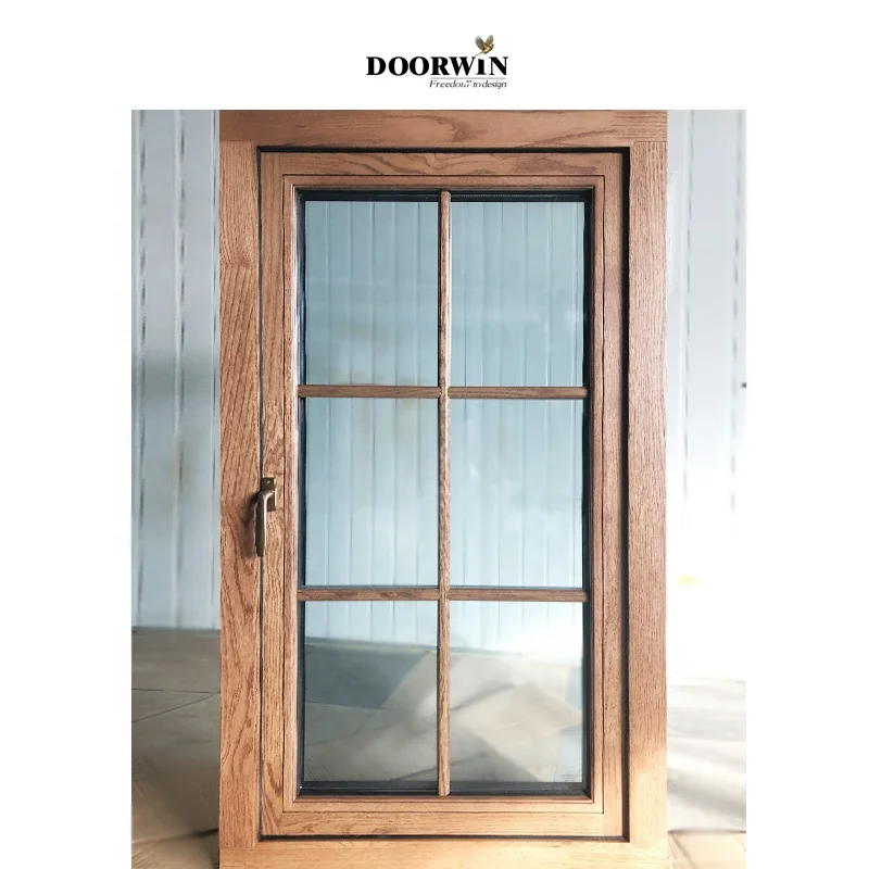 Doorwin finestre a battente in legno con rivestimento in alluminio ad alto isolamento dal Design moderno per la casa Mobile