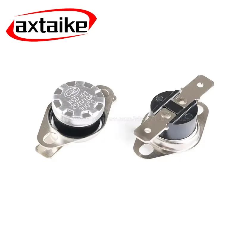 

5PCS Bimetal thermostat KSD301 10A 250V Normally Closed Temperature Switch Thermostat 40-190 Degree 50 60 70 80 130 100 125 °C