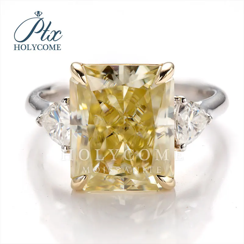 Holycome Jewelry 14K Gold Solid Crushed Ice Radiant Cut Yellow VVS1 Reddit Hot  Holycome  Moissanite Supplier Factory GRA