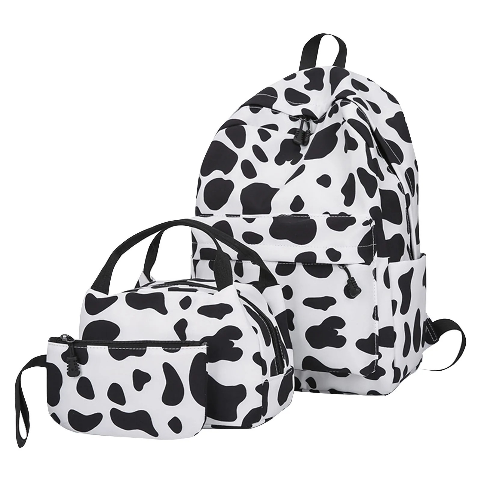Personalized Harajuku Backpack Ins Cow Pattern Cute Girl Schoolbag Children Backpack Lunch Bag Pencil Case Set For Kids Students
