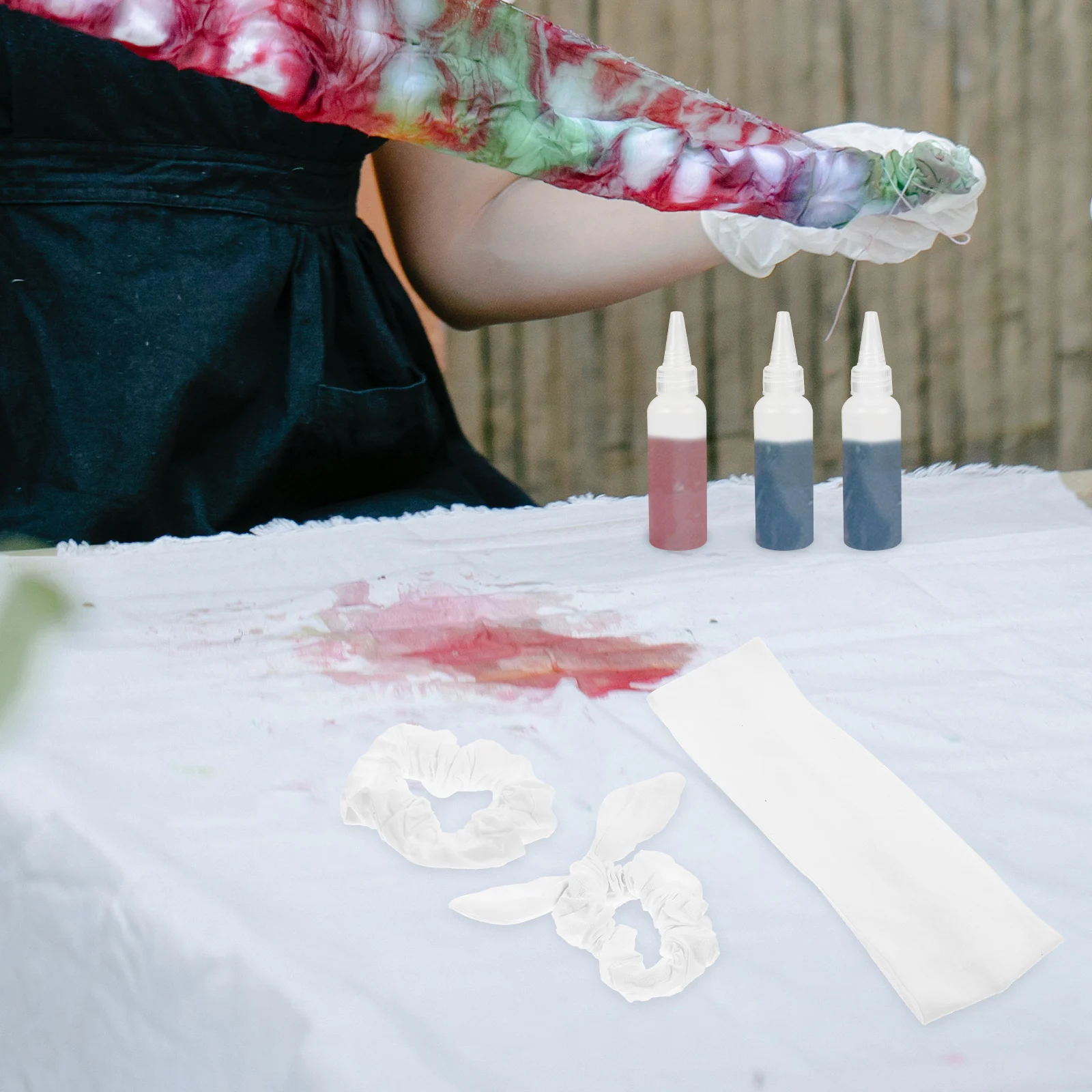 

1set 1Set Rabbit Ear Scrunchy Hair Ties White Elastic Women Girls Styling Accessories Large Ponytail Holder Hairband