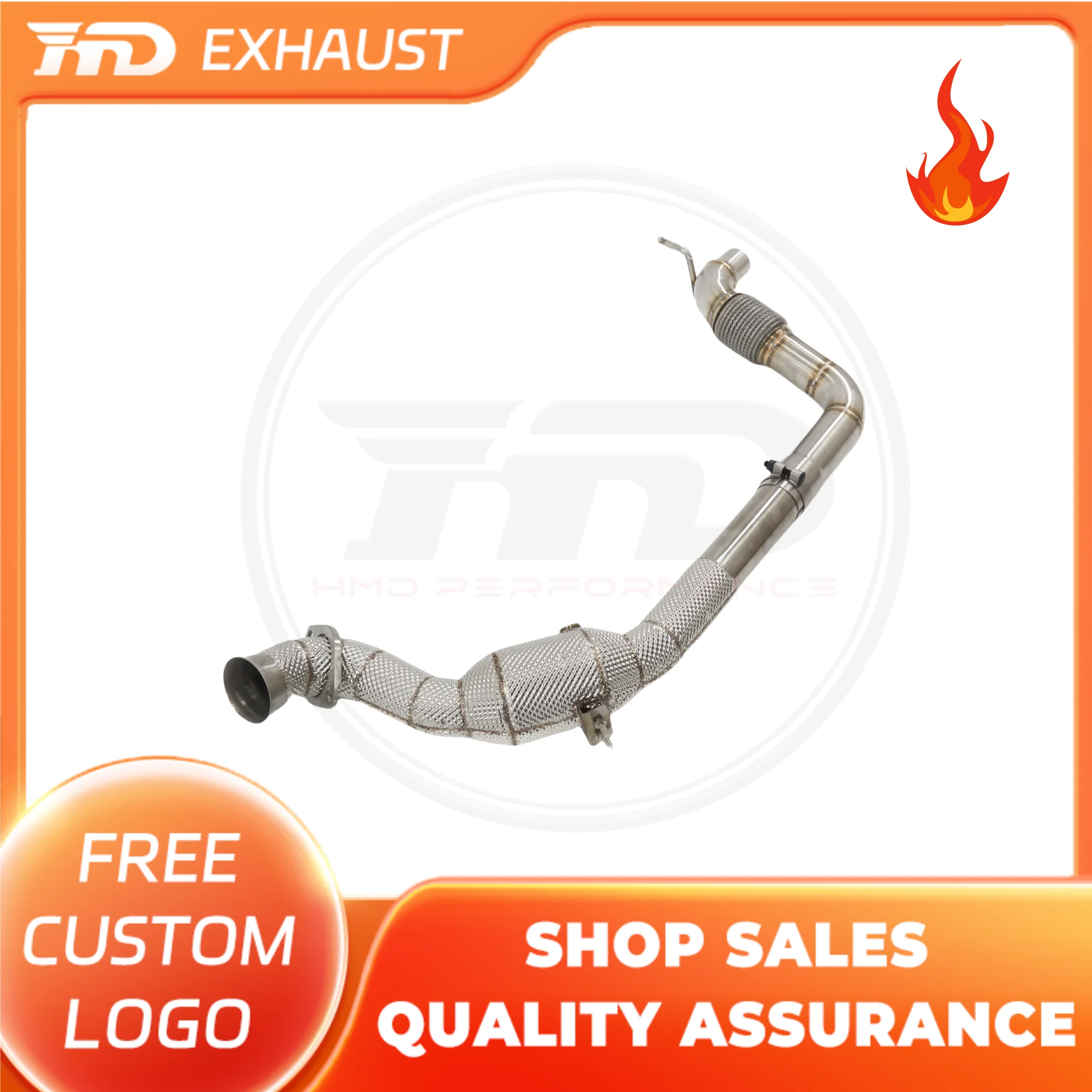 

HMD Hot sale SS304 Exhaust Downpipe for Ford Mustang 2.3T With Catalytic Converter Header Without Cat Pipe
