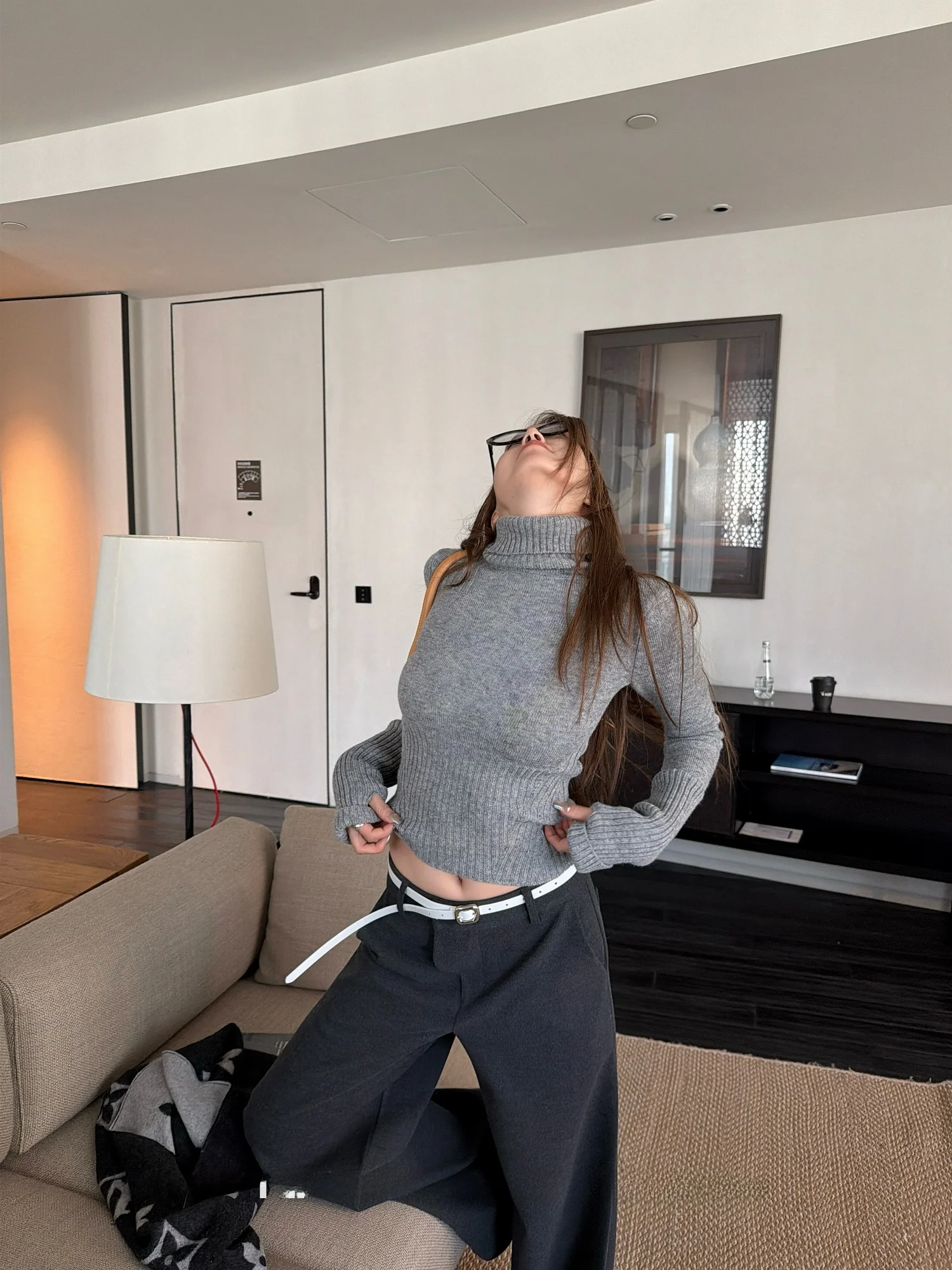 

Женский облегающий вязаный свитер с длинным рукавом Tenkevin Commute Sle из мягкой полиэстеровой смеси