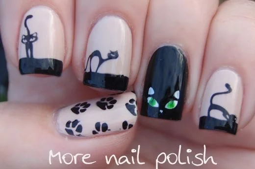 Calcomanías de uñas DIY - Patrones de gato negro - imagen 4