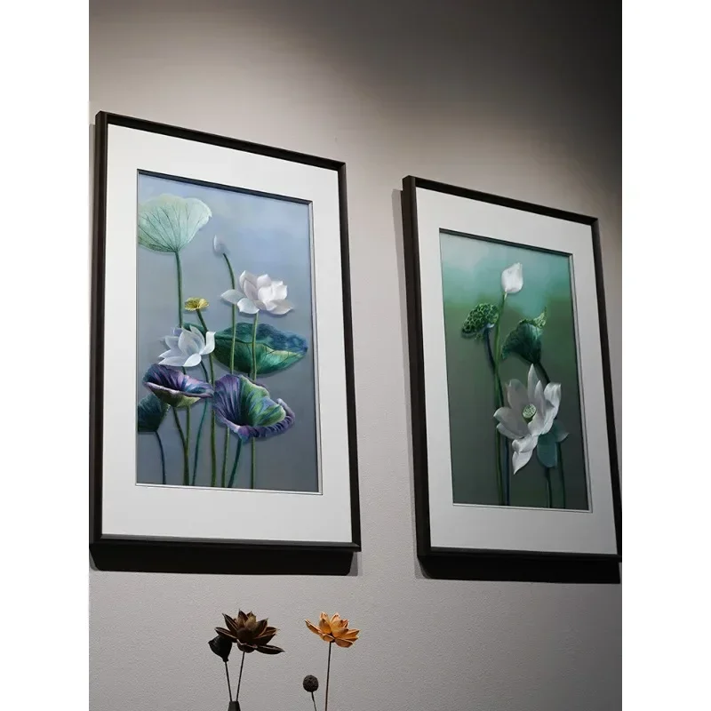 Lotus Suzhou Handmade Suzhou Embroidery, Living Room Embroidery Decorative Painting