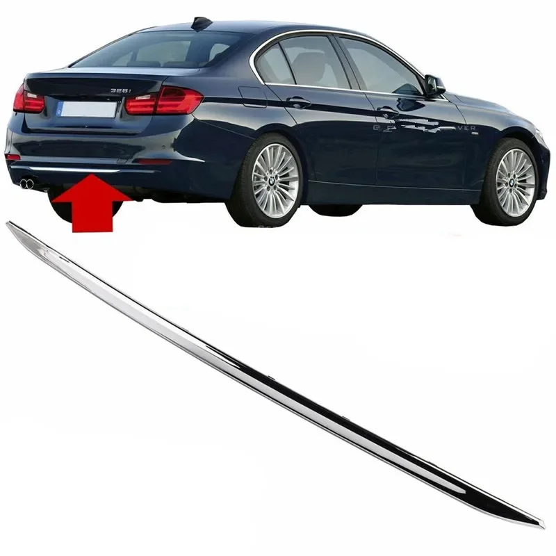 Rear Bumper Center Chrome/ Black Strip Trim Moulding For BMW F30 F31 F35 316d 316i 316Li