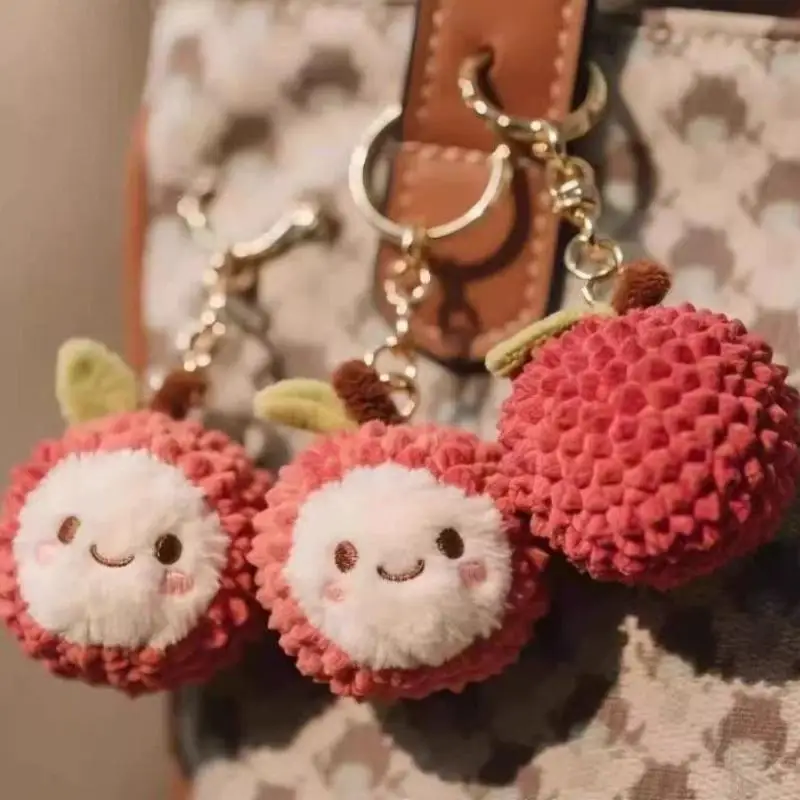 Lychee Waxberry Plush Keychain, Cute Soft Fruit Plush Toy, Decor for Backpack and Wallet