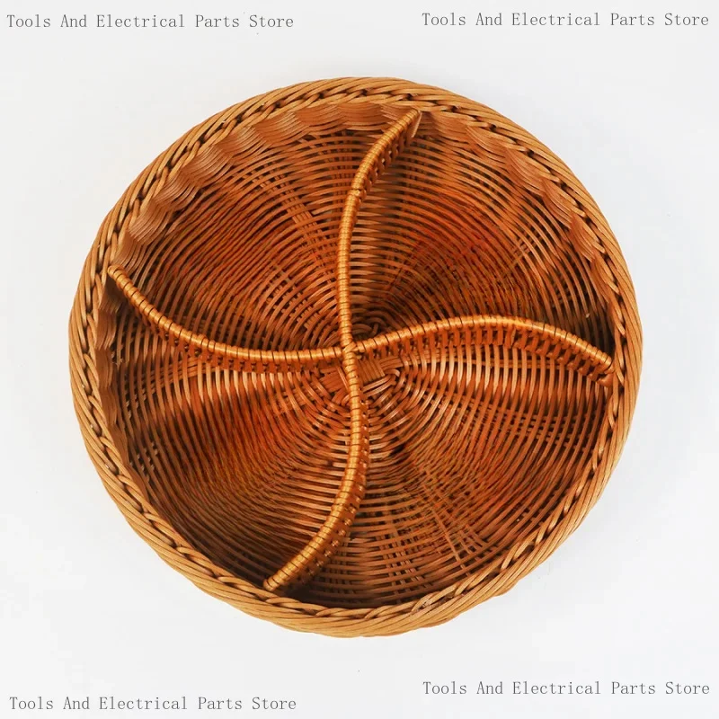 Wedding Supplies Candy Multi-Grid With Lid Dried Box Snack Plate Rattan Fruit Basket