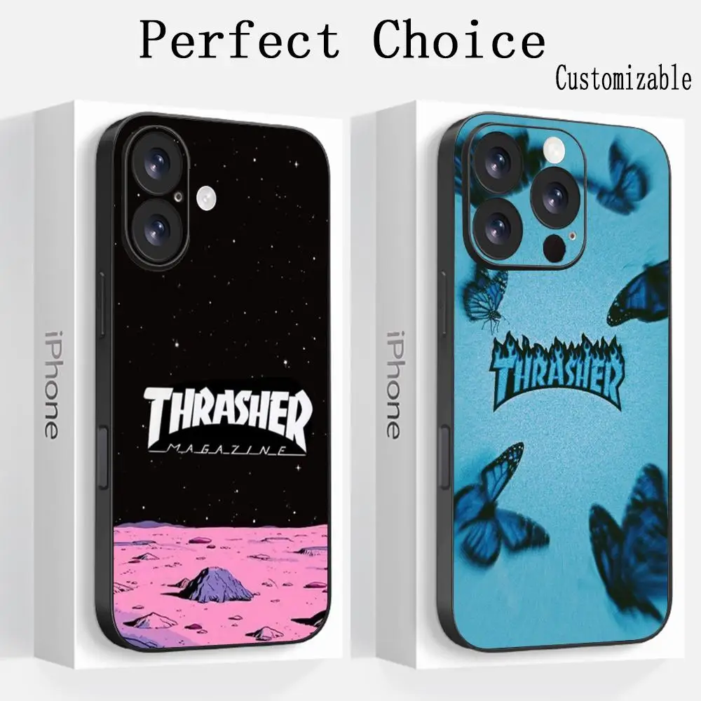 

Модный дизайн с логотипом thra-sherS, чехол для телефона для iPhone 17, 16, 16e, 15, 14, 13, 12 Plus Mini Pro Max, мягкий черный противоударный чехол