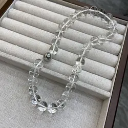 Transparent Natural Crystal Stone Beads Necklace for Women Girl Magnetic Buckle Chain Collarbone Choker Fashion Jewelry Gifts