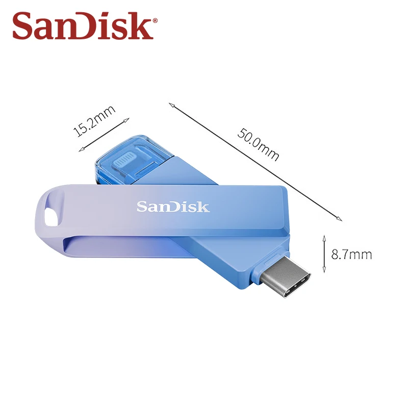 Флеш-накопитель SanDisk Creator Phone Drive Dual Lightning USB 128 ГБ 256 ГБ Type-C, скорость 90 МБ/с, высокоскоростной, для iPhone, iPad, Android, ПК