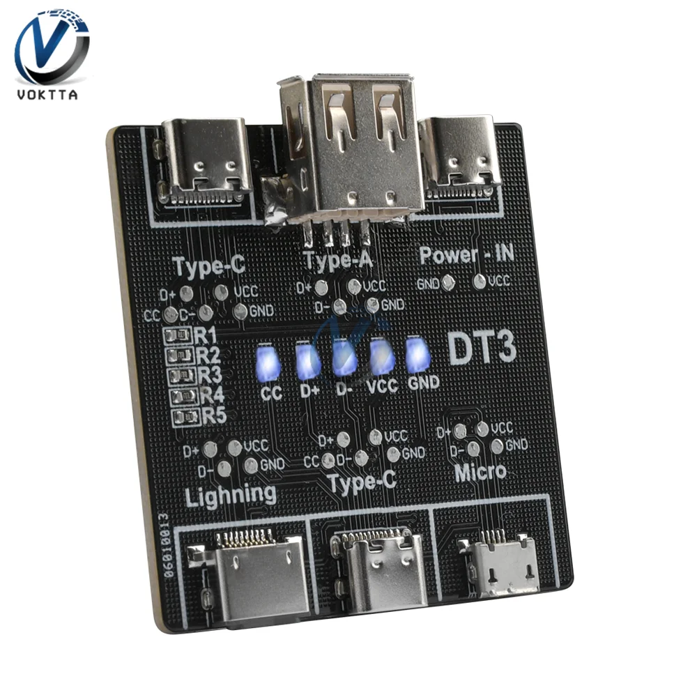 DT3 Data Cable Detection Board USB Cable Tester Short Circuit On Off Switching Fast Diagnose Tool for Micro Type-C USB C Port