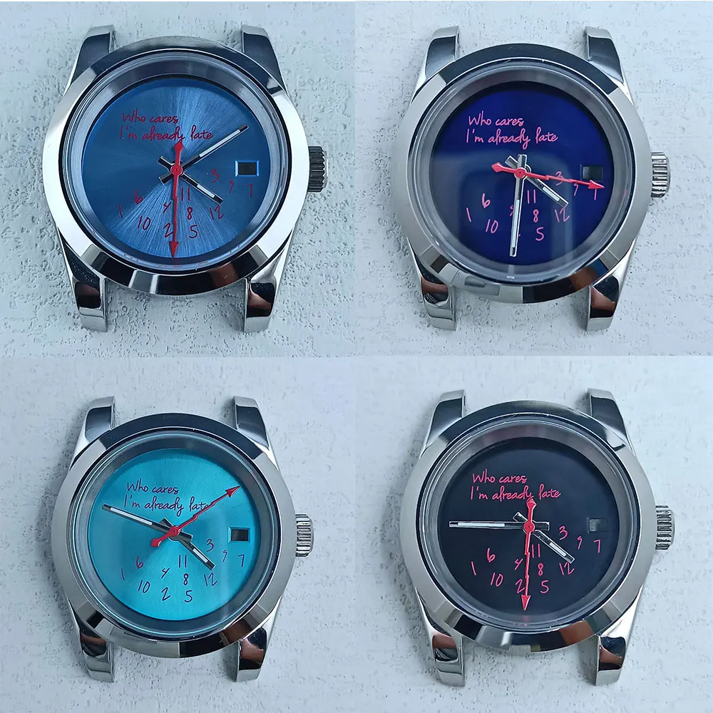 39mm NH Silver 35 watch case for NH series 35 movement mounted sapphire glass 10bar waterproof 316L stainless steel digital dial