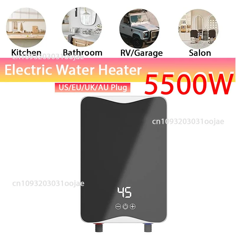 110V 220V Instant Water Heater Kitchen Bathroom Mini Wall Mounted Electric Water Heater LCD Temperature Display with Shower Set