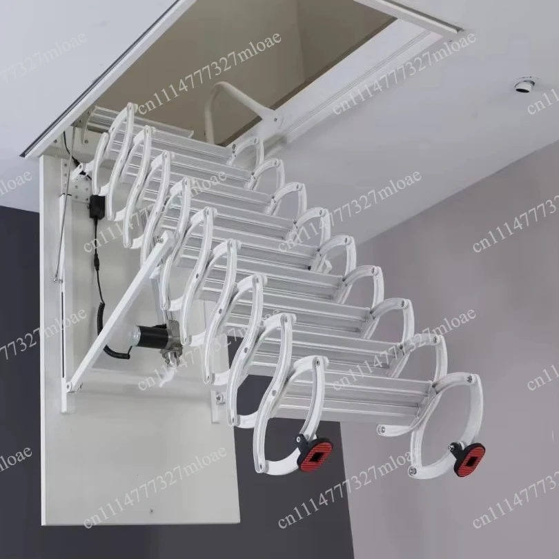 Fully automatic attic telescopic ladder, modern electric household ladder, invisible manual multiplex stair folding elevator