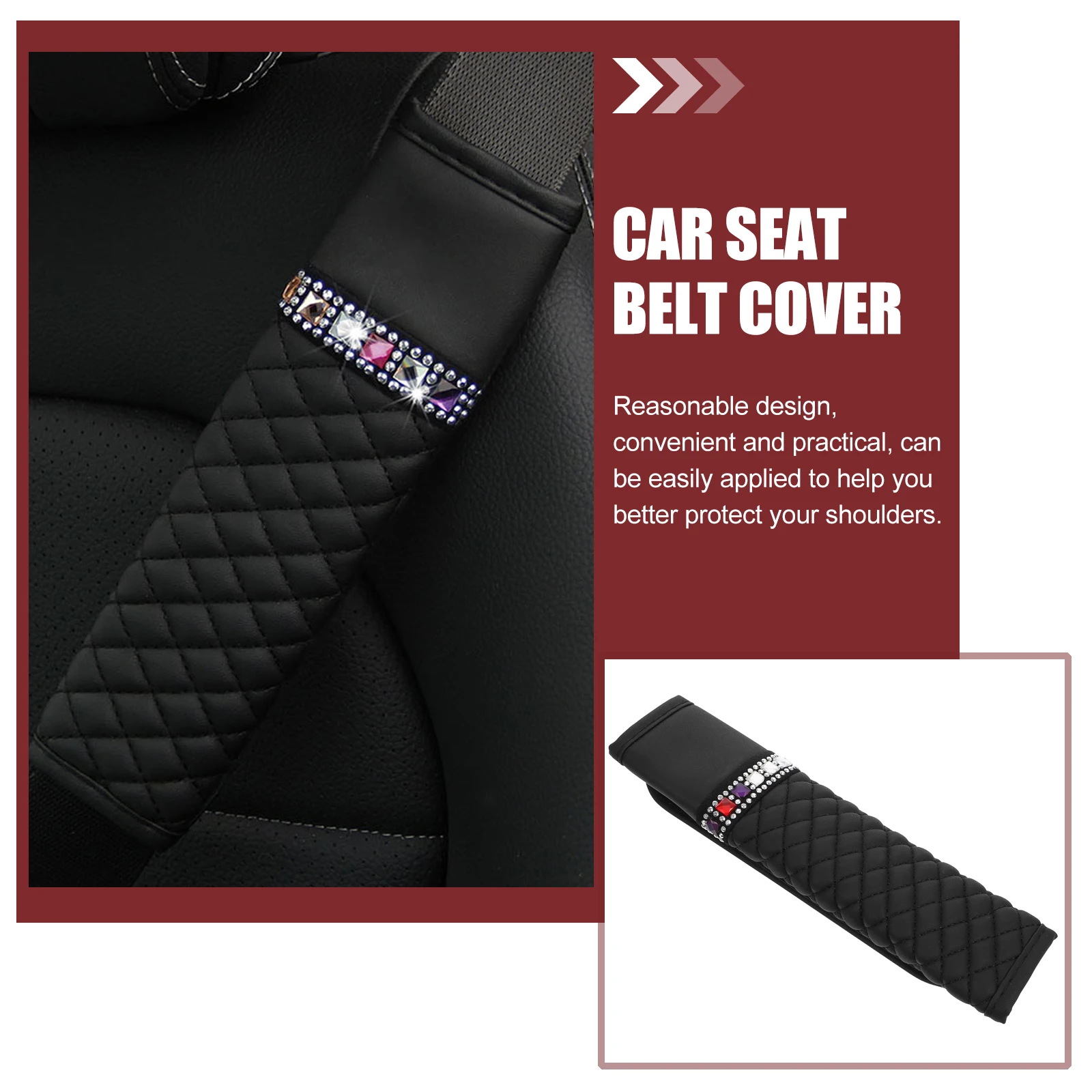 

1pc Rhinestone Car Seat Shoulder Cushion Safety Strap Protector Comfortable Decorative Auto Accessories Car Interior