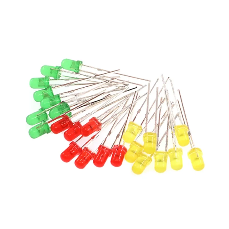 100PCS 5mm LED round head bulb F5 red, green, yellow, blue and white through-hole experimental lamp beads