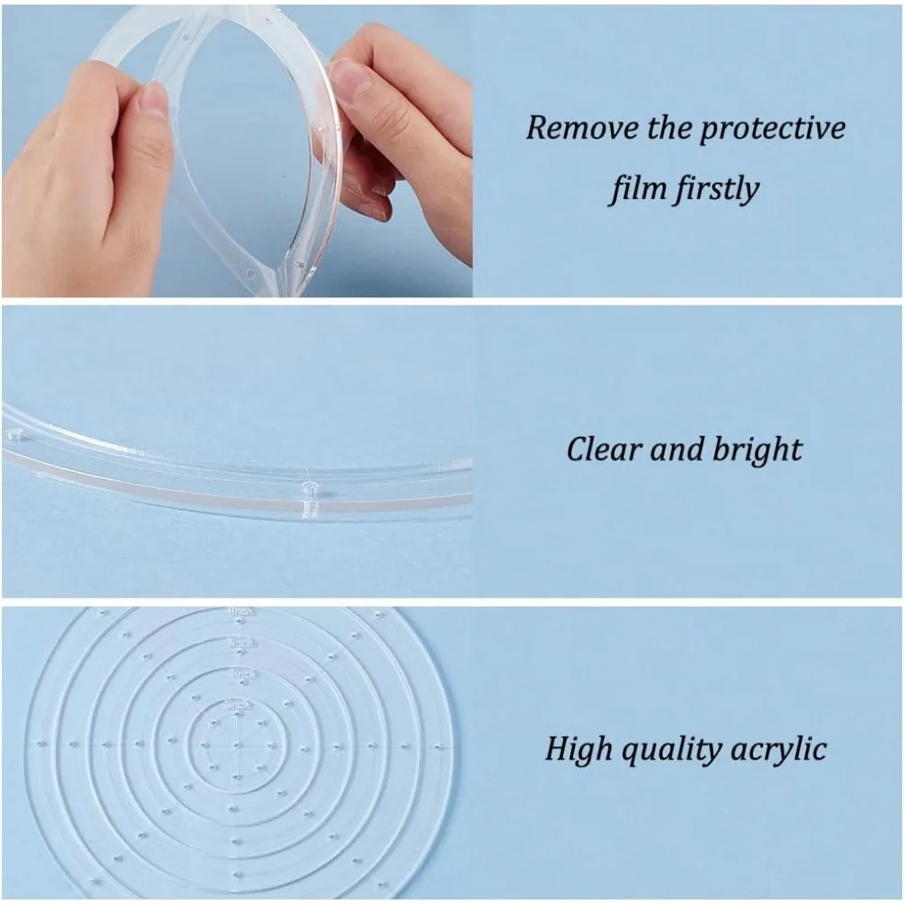 6Pcs Round Quilting Template Set 1/2/3/4/5/6 inch Acrylic Embroidery Tool Drawing Line Template for Hand Quilting and Embroidery