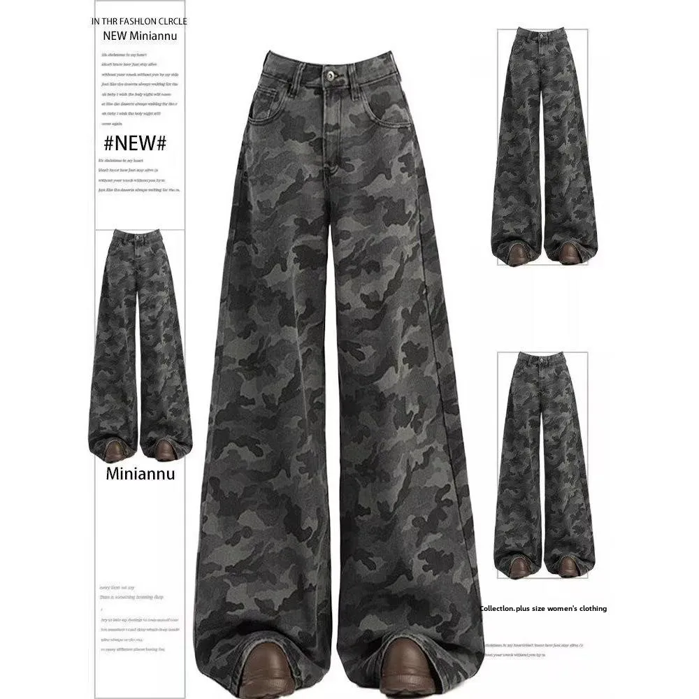 

Couples Original American Sle Camouflage Work Pants Multiple kets Loose High Waist Wide Leg Jeans Casual Loose Fit