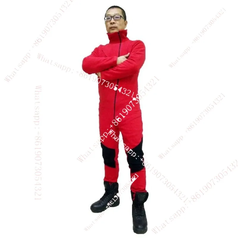 Fleece coverall, cycling, motorcycle, parachuting, caving, mountaineering, skiing, sailing, warmth, single/underwear