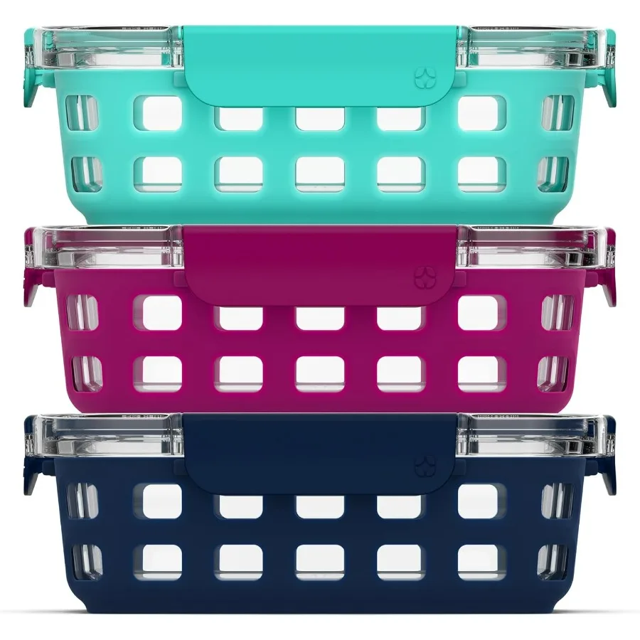 

Наборы для приготовления еды Duraglass 3,4 чашки, 6 шт., набор из 3 упаковок — стеклянный контейнер для хранения продуктов с силиконовым рукавом и герметичным пластиком без BPA