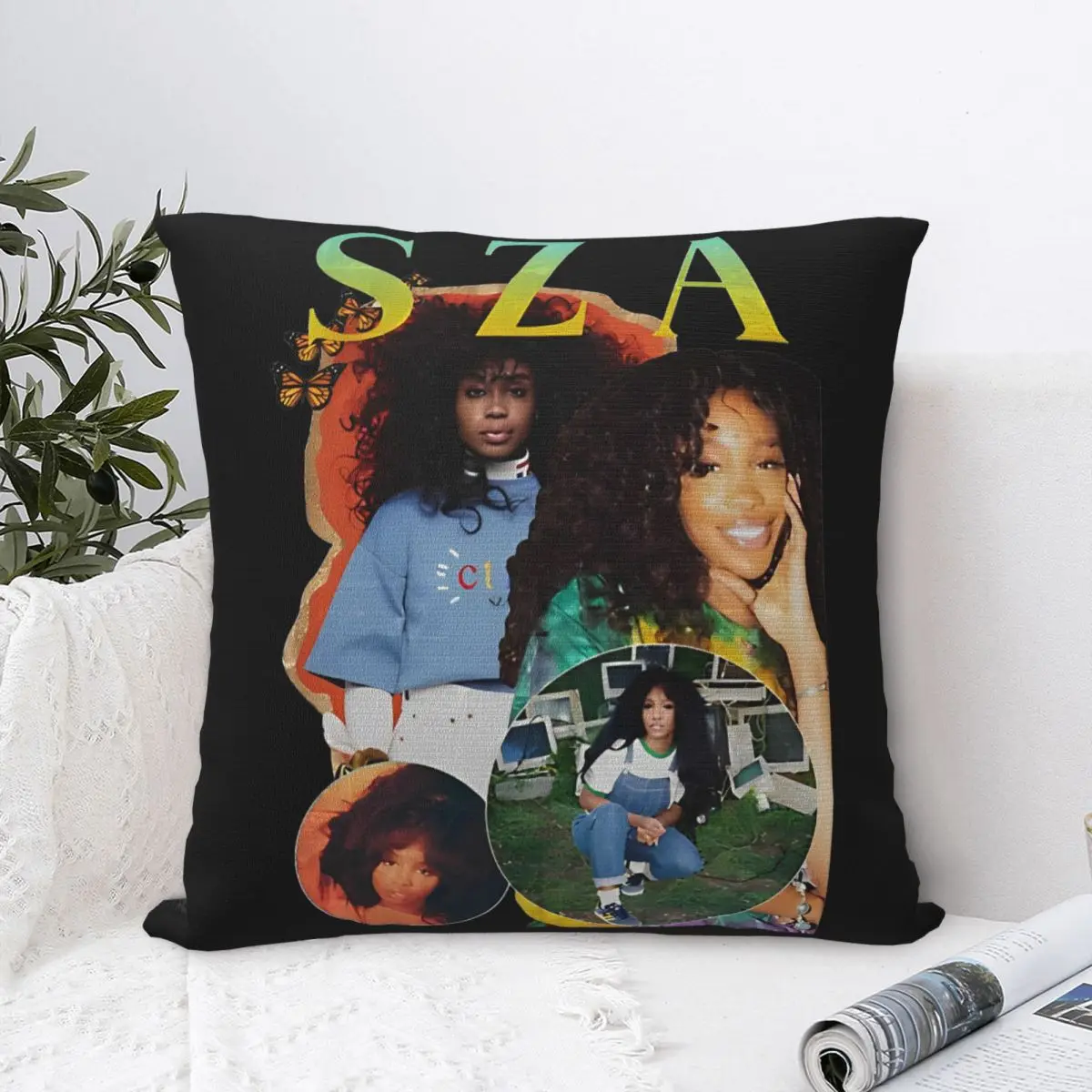 Sza Ctrl Flower Boy SZA Pillowcase Polyester Cushion Cover Decorations Vintage Punk Music Rap  Throw Pillow Case Cover Home