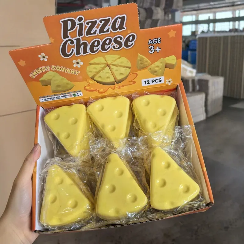 12pcs/set Triangle Cheese Slow Rising Squishy Toy Simulated Food Toys Slow Rebound Stress Relief Toy for Adult