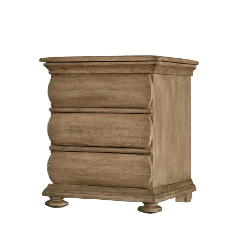 

Furniture American minimalist villa bedside table, French rural retro solid wood edge few British classical