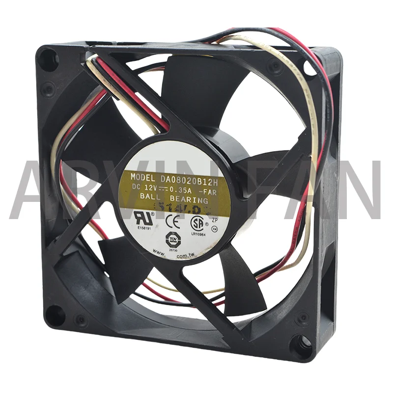 DA08020B12H 8025 12V 0.35A 8CM 3-wire Double Ball Fan